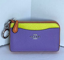 Load image into Gallery viewer, Coach Wallet Multifunction Card Case Womens Purple Leather Keyring CH162