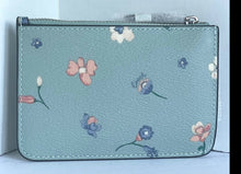 Load image into Gallery viewer, Coach Wallet Womens Blue Mini Zip Keyring Floral Leather Coated Canvas CI672G