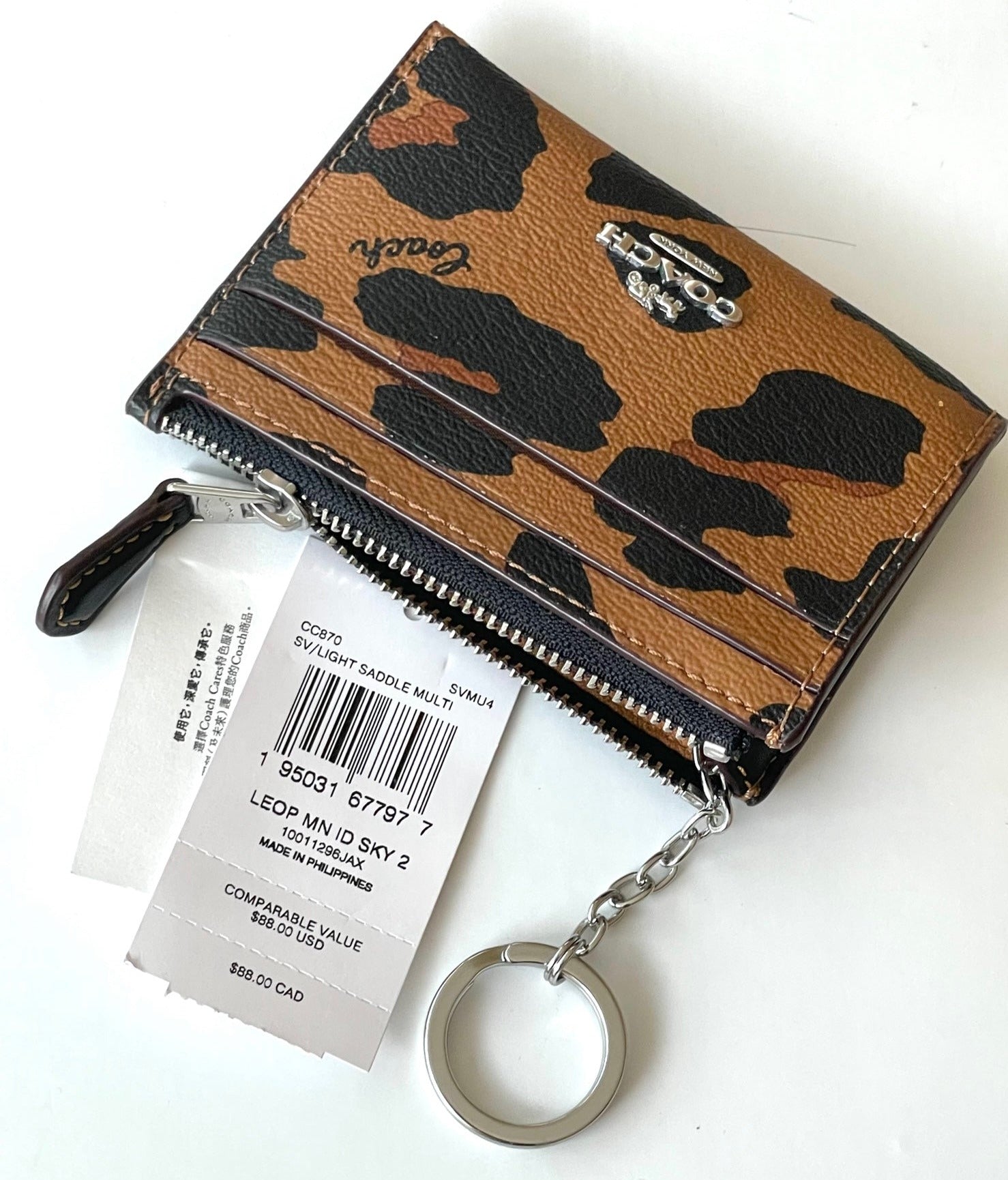 Coach Mini ID Wallet Womens Brown Leopard Keyring Coated Canvas Leathe –  Luxe Fashion Finds