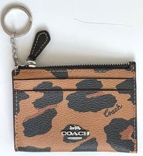 Load image into Gallery viewer, Coach Wallet Womens Brown Leopard ID Mini Keyring Coated Canvas Leather