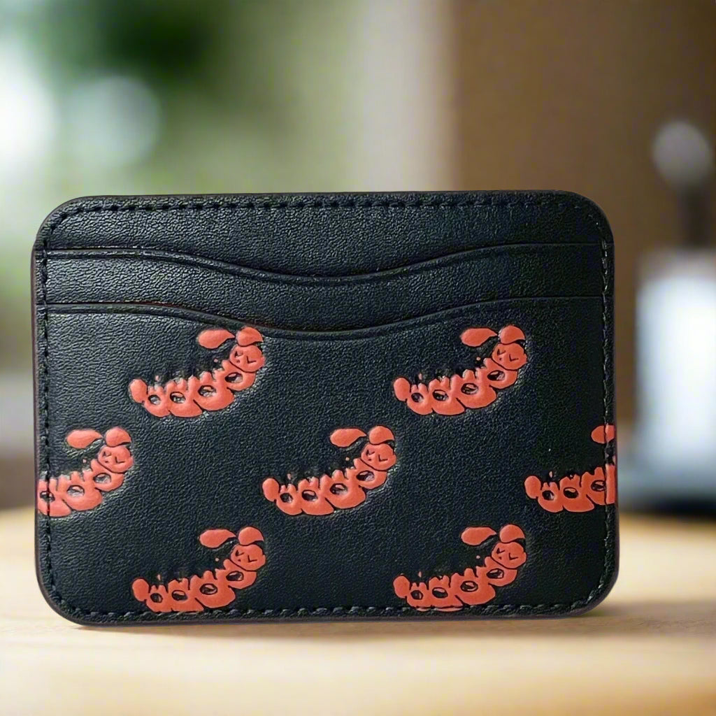 Coach Wavy Card Case CQ866 Caterpillar Coachtopia Black Leather