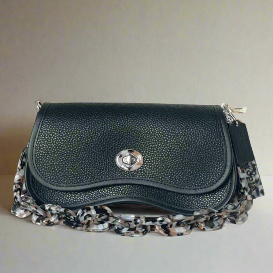 Coach Wavy Dinky Shoulder Bag Black Crossbody Coachtopia Leather CK113