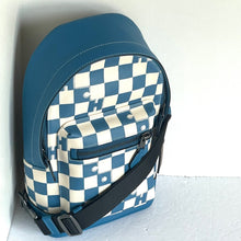 Load image into Gallery viewer, Coach West Pack Checkerboard Blue Canvas Leather Sling Shoulder Bag CR294