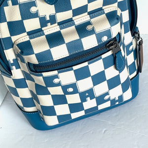 Coach West Pack Checkerboard Blue Canvas Leather Sling Shoulder Bag CR294