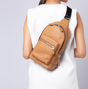 Coach West Pack Sling Bag 2540 Brown Pebble Leather Crossbody Backpack