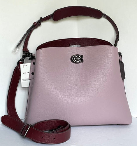 Coach Willow C2590 Shoulder Bag Womens Large Leather Crossbody Purple Colorblock