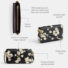 Load image into Gallery viewer, Coach Wyn Crossbody Bag Envelope Clutch Black Leather Daisy Floral CS017