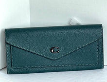 Load image into Gallery viewer, Coach Wyn Soft Wallet Womens C2326 Leather Green Slim Envelope Billfold Coin