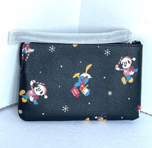 Load image into Gallery viewer, Coach X Disney Corner Zip Wristlet Holiday Black Minnie Mickey Daffy Pluto CN031