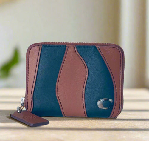 Coach Zip Around Wallet Coachtopia Brown Wavy Stripe Upcrafted Leather CQ865