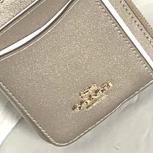 Load image into Gallery viewer, Coach Zip Card Case CW890 ID Wallet Champagne Gold Leather Chain Strap