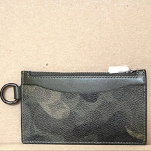 Load image into Gallery viewer, Coach Zip Card Case Camo Wallet Green Leather Expandable CZ010 D Ring ORGPKG