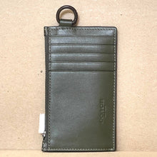 Load image into Gallery viewer, Coach Zip Card Case Camo Wallet Green Leather Expandable CZ010 D Ring ORGPKG