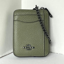 Load image into Gallery viewer, Coach Zip Card Case ID Wallet Pebbled Leather 6303 Mini Chain Strap