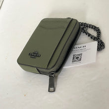 Load image into Gallery viewer, Coach Zip Card Case ID Wallet Pebbled Leather 6303 Mini Chain Strap