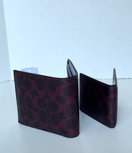 Load image into Gallery viewer, Coach 3-in-1 Wallet CW380 Mens Black Currant Signature Canvas ID Wallet