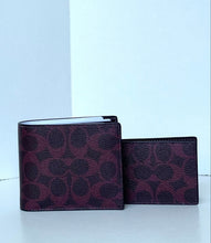 Load image into Gallery viewer, Coach 3-in-1 Wallet CW380 Mens Black Currant Signature Canvas ID Wallet