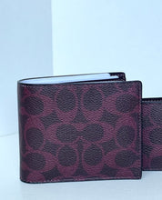 Load image into Gallery viewer, Coach 3-in-1 Wallet CW380 Mens Black Currant Signature Canvas ID Wallet