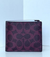 Load image into Gallery viewer, Coach 3-in-1 Wallet CW380 Mens Black Currant Signature Canvas ID Wallet