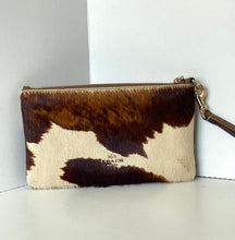 Load image into Gallery viewer, Coach Ashton Wristlet CDY07 Haircalf Cow Print Leather Clutch Brown