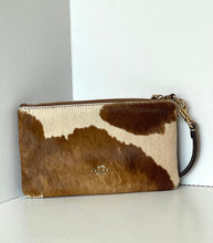 Load image into Gallery viewer, Coach Ashton Wristlet CDY07 Haircalf Cow Print Leather Clutch Brown