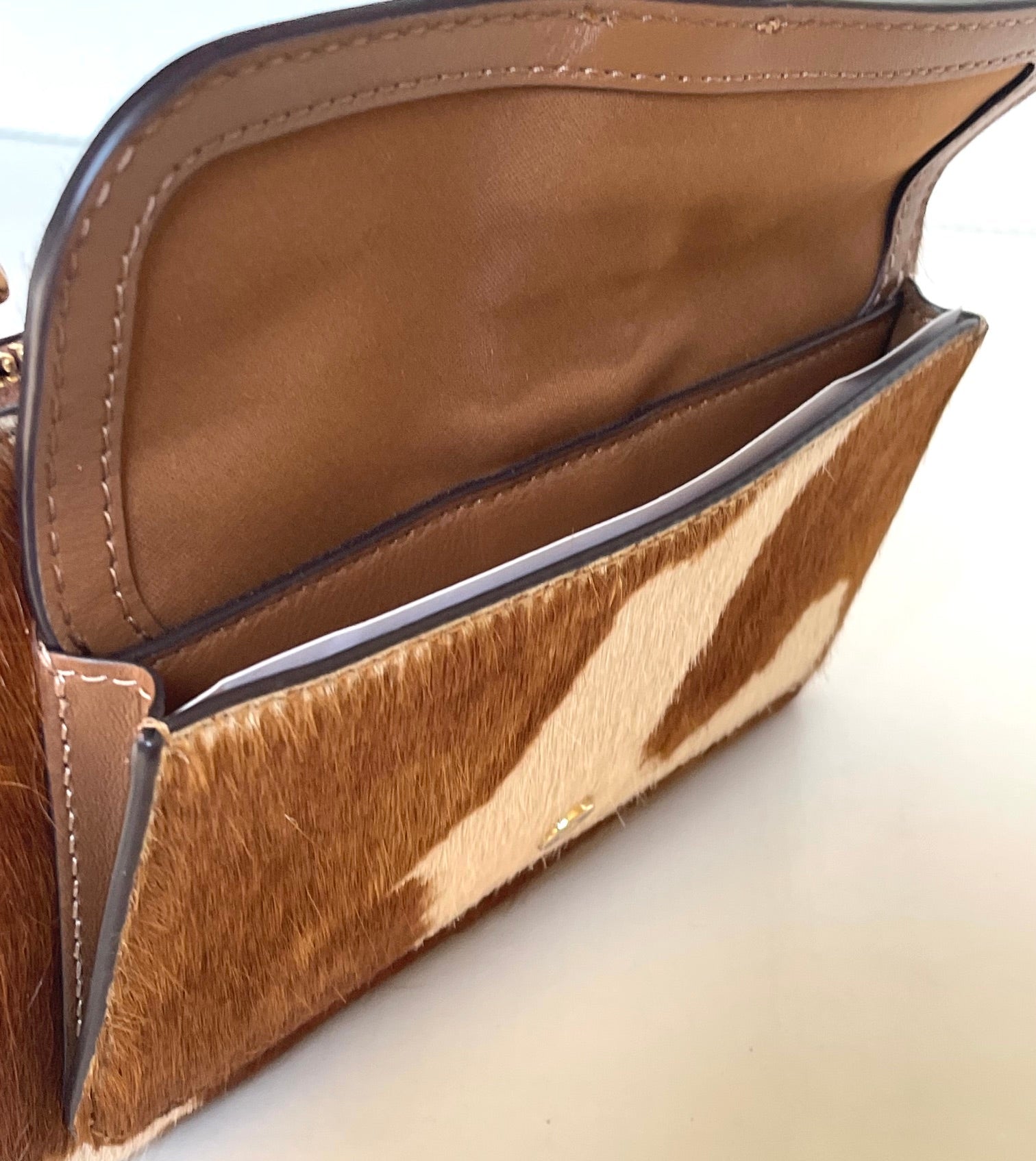 Load image into Gallery viewer, Coach Ashton Wristlet CDY07 Haircalf Cow Print Leather Clutch Brown