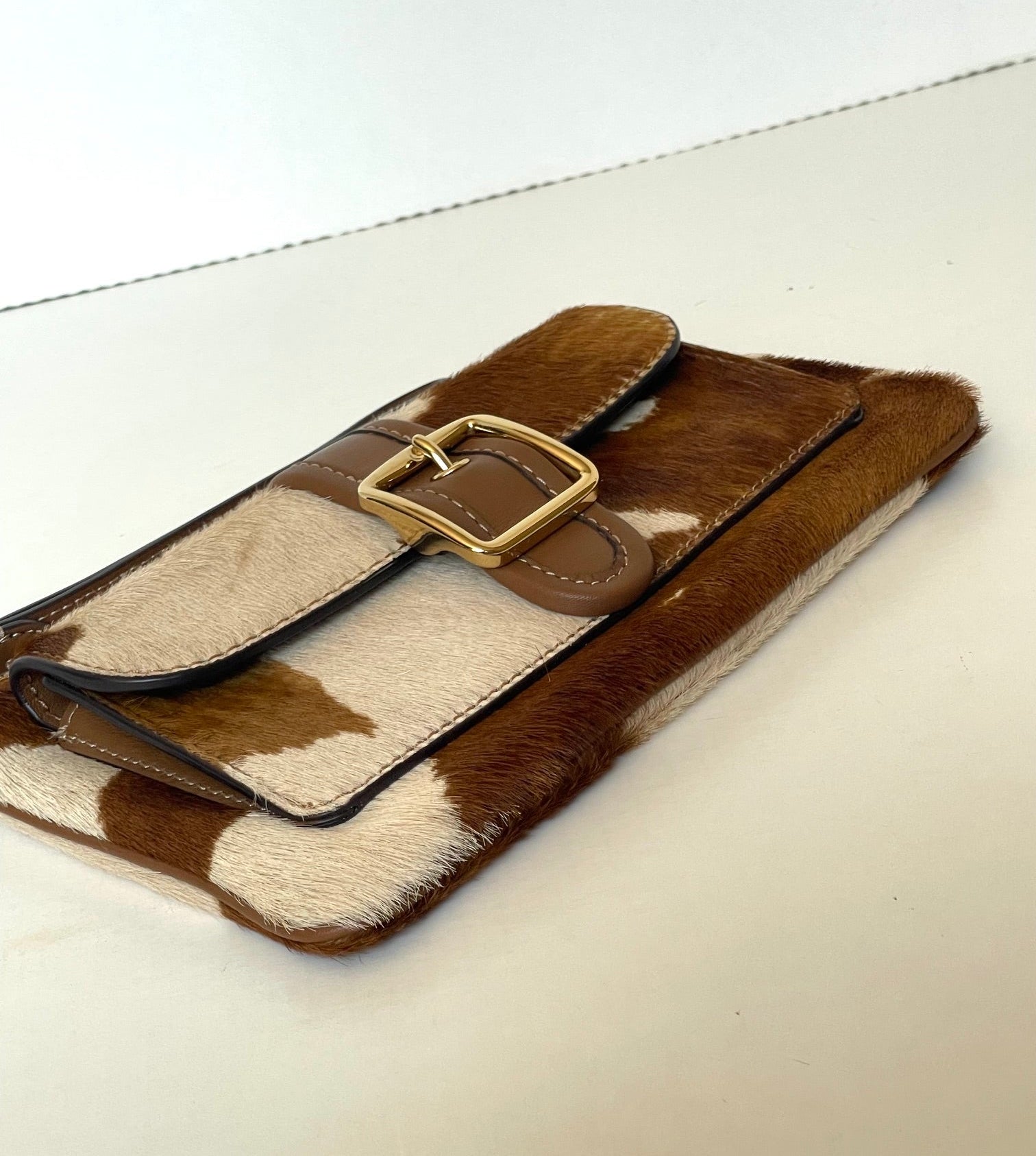 Load image into Gallery viewer, Coach Ashton Wristlet CDY07 Haircalf Cow Print Leather Clutch Brown