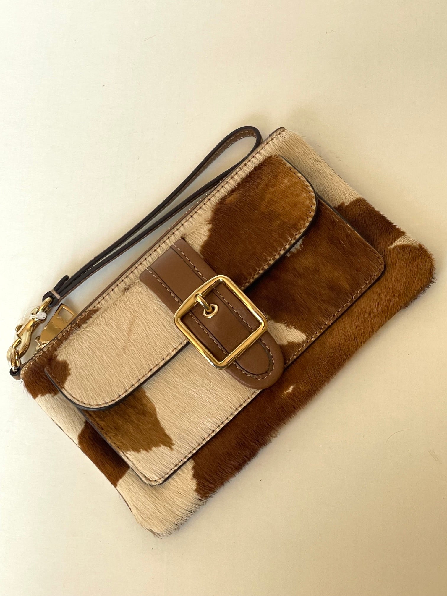 Load image into Gallery viewer, Coach Ashton Wristlet CDY07 Haircalf Cow Print Leather Clutch Brown