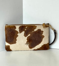 Load image into Gallery viewer, Coach Ashton Wristlet CDY07 Haircalf Cow Print Leather Clutch Brown