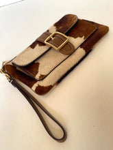 Load image into Gallery viewer, Coach Ashton Wristlet CDY07 Haircalf Cow Print Leather Clutch Brown