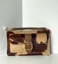 Load image into Gallery viewer, Coach Ashton Wristlet CEN12 Light Blue Pearlized Signature Patent Leather Clutch