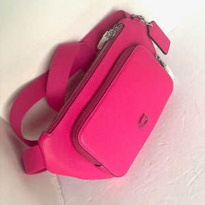 Coach Belt Bag Leather Signature Pink Sling Bag Canvas Interior Detail CM334