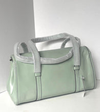 Load image into Gallery viewer, Light green handbag with gray handles on a white background
