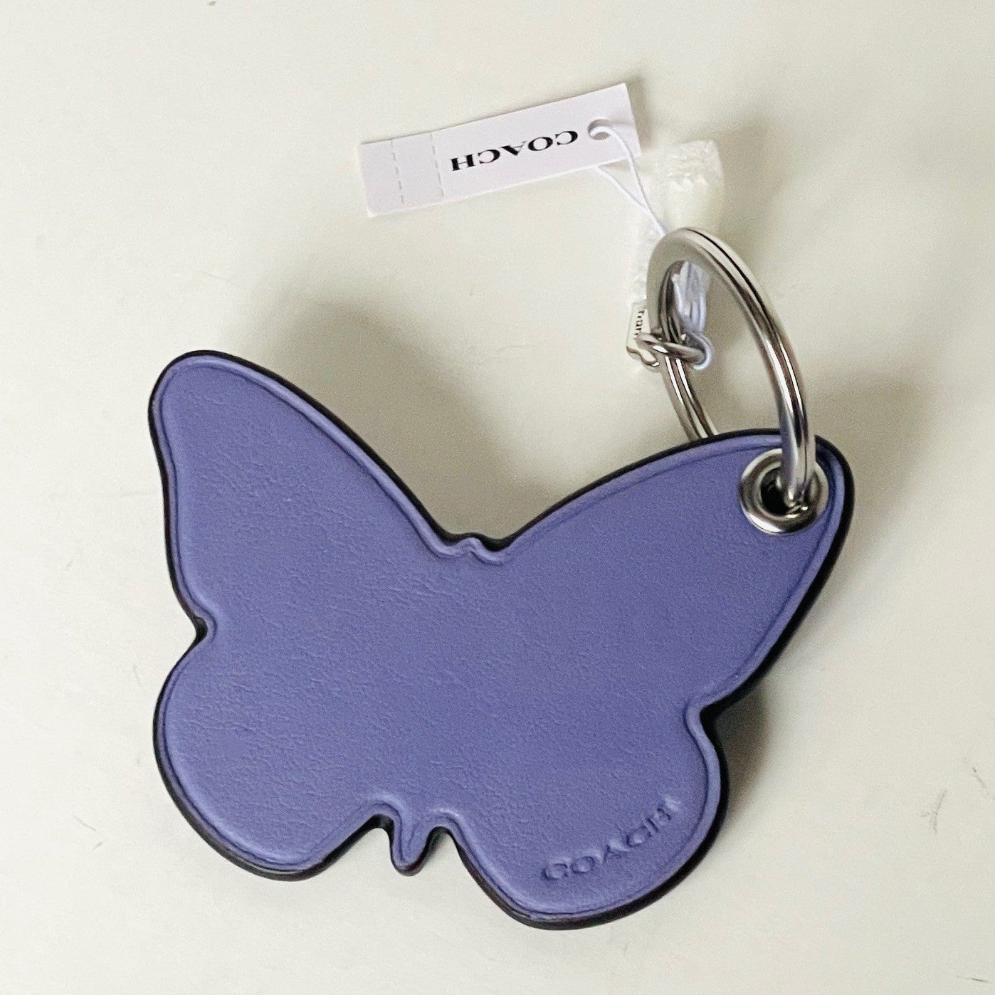 Coach Butterfly Bag Charm Keychain in Light Violet Smooth Leather