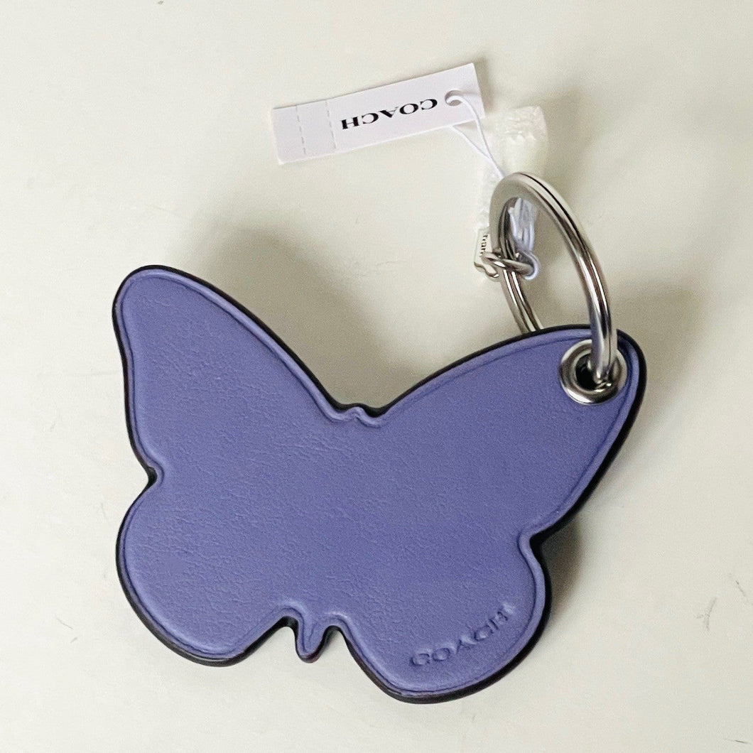 Coach Butterfly Bag Charm Keychain in Light Violet Smooth Leather