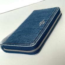 Load image into Gallery viewer, Coach CAO79 Long Zip Around Wallet Phone Wristlet Denim Silver Indigo ORGPKG
