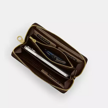 Load image into Gallery viewer, Coach CAO79 Long Zip Around Wallet Phone Wristlet Denim Silver Indigo ORGPKG
