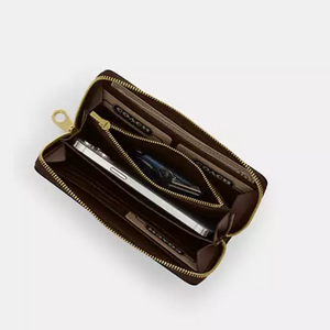 Coach CAO79 Long Zip Around Wallet Phone Wristlet Denim Silver Indigo ORGPKG