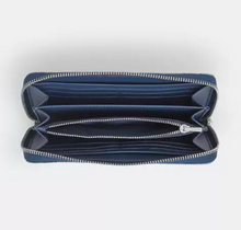 Load image into Gallery viewer, Blue wallet with a zipper on a white background