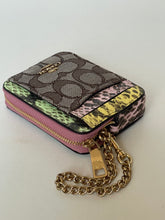 Load image into Gallery viewer, Coach CEC52 Zip Card Case Signature Jacquard ID Wallet with Chain Strap