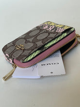 Load image into Gallery viewer, Coach CEC52 Zip Card Case Signature Jacquard ID Wallet with Chain Strap