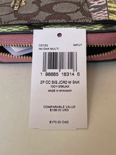 Load image into Gallery viewer, Coach CEC52 Zip Card Case Signature Jacquard ID Wallet with Chain Strap