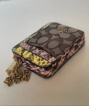 Load image into Gallery viewer, Coach CEC52 Zip Card Case Signature Jacquard ID Wallet with Chain Strap