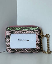 Load image into Gallery viewer, Coach CEC52 Zip Card Case Signature Jacquard ID Wallet with Chain Strap