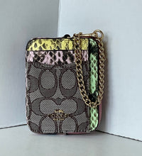 Load image into Gallery viewer, Coach CEC52 Zip Card Case Signature Jacquard ID Wallet with Chain Strap