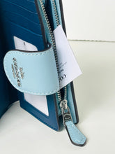 Load image into Gallery viewer, Coach CFA17 Medium Corner Zip Wallet Blue Silver Floral Print Compact Womens