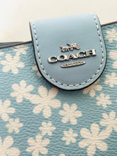 Load image into Gallery viewer, Coach CFA17 Medium Corner Zip Wallet Blue Silver Floral Print Compact Womens