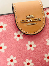 Load image into Gallery viewer, Coach CFD94 Medium Corner Zip Wallet Gold Pink Floral Print Compact Womens