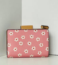 Load image into Gallery viewer, Coach CFD94 Medium Corner Zip Wallet Gold Pink Floral Print Compact Womens