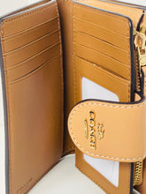 Load image into Gallery viewer, Coach CFD94 Medium Corner Zip Wallet Gold Pink Floral Print Compact Womens